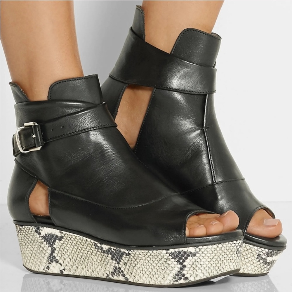 Black Leather Platform Sandals